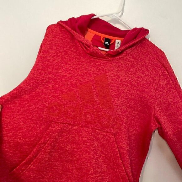 ADIDAS Climawarm Team Issue Fleece Pullover Logo Hoodie Red Active Sweatshirt L - Picture 5 of 12